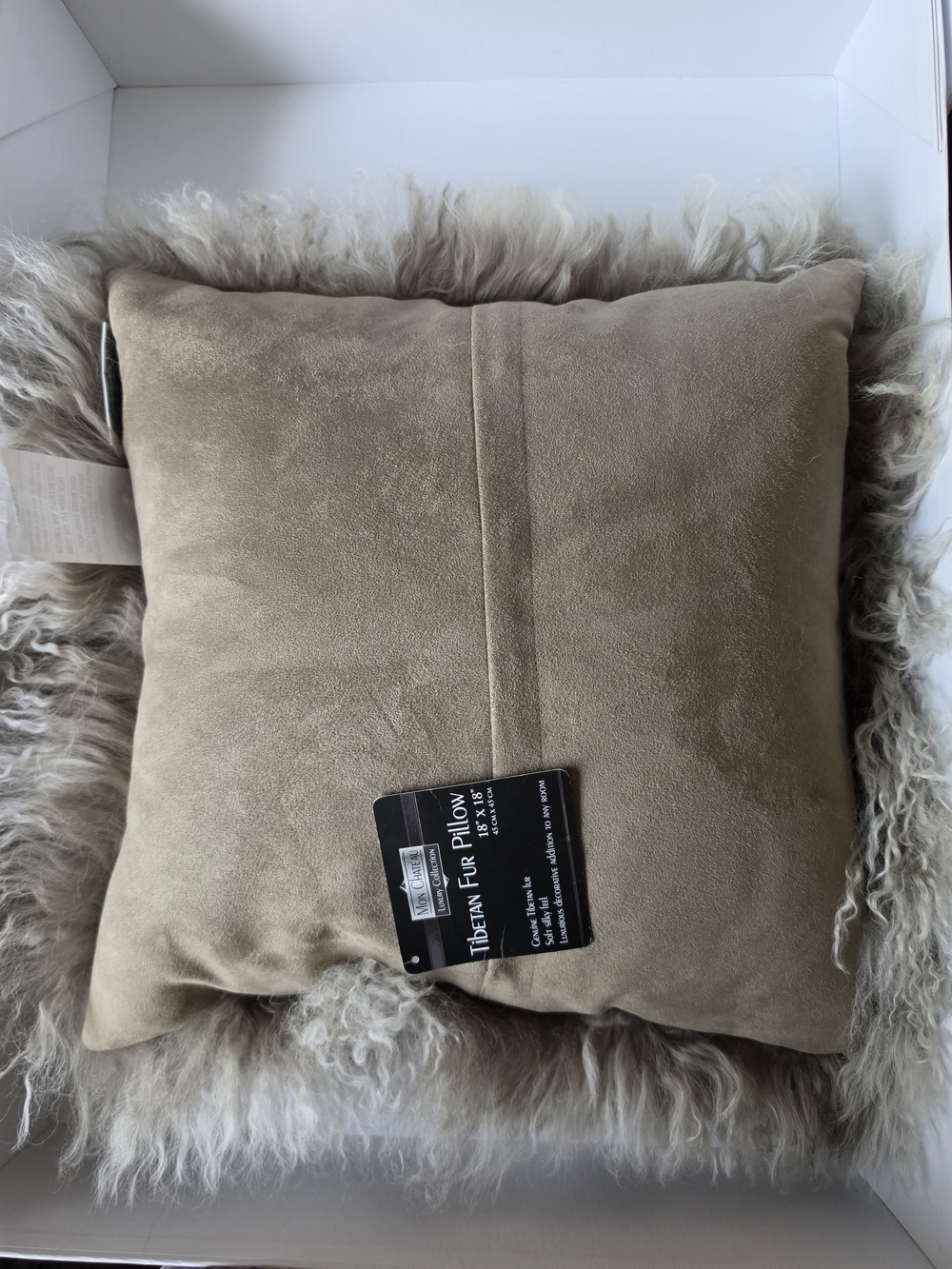 Tibetan Fur Sheepskin Throw Pillow - Picture 9 of 9